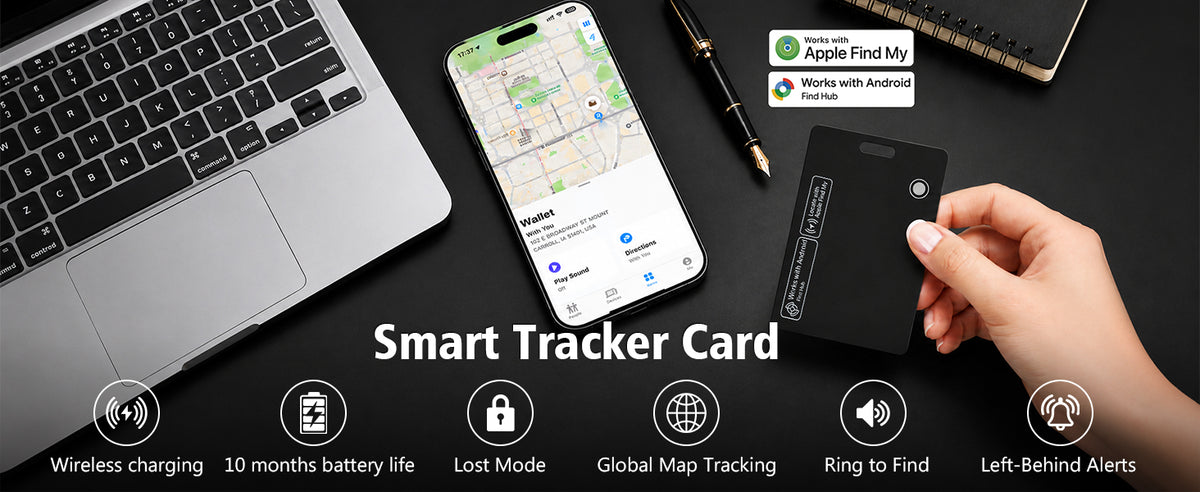 Tracker card with phone and laptop
