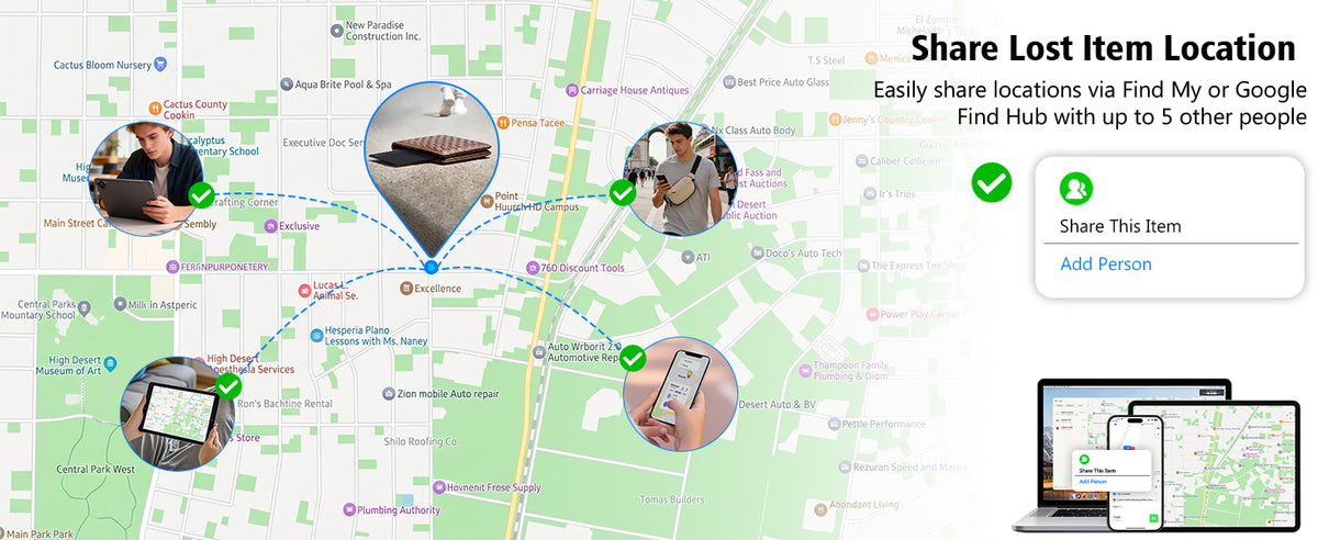 Sharing an item through the supported finding app