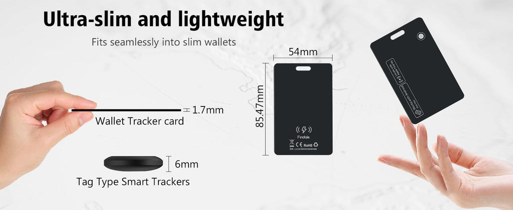 CCILAND tracker card with its slim 1.7 mm profile and dimensions